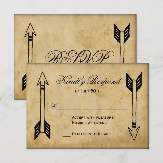 Antiek Tribale Pijl-bruiloft RSVP-kaarten RSVP Kaartje (Voorkant / Achterkant)
