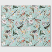 Antiek Tropisch Oerwoud Patroon Blauwgroen Cadeaupapier (Vlak)