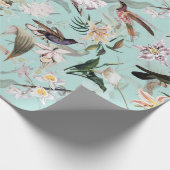 Antiek Tropisch Oerwoud Patroon Blauwgroen Cadeaupapier (Hoek)