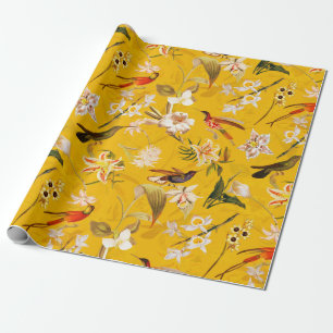 Antiek Tropisch Oerwoud Patroon Geel Cadeaupapier