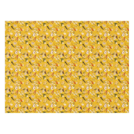 Antiek Tropisch Oerwoud Patroon Geel Tafelkleed (Voorkant (Horizontaal))