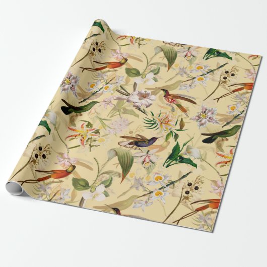 Antiek Tropisch Oerwoud van Hummingbird Vanill Cadeaupapier (Uitgerold)
