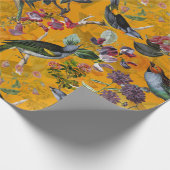 Antiek tropische bloem en oerwoud van vogels op ge cadeaupapier (Hoek)