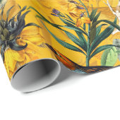 Antiek tropische bloem en vogelpatroon cadeaupapier (Rol Hoek)