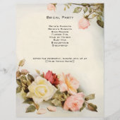 Antiek trouwprogramma met tuinroos bloemmotief (Achterkant)