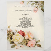 Antiek trouwprogramma met tuinroos bloemmotief (Voorkant)