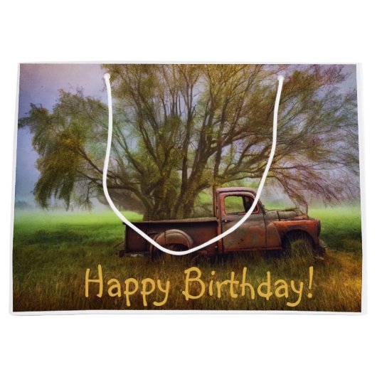 Antiek Truck Birthday Groot Cadeauzakje (Voorkant)