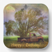 Antiek Truck Birthday Papieren Bordje (Voorkant)