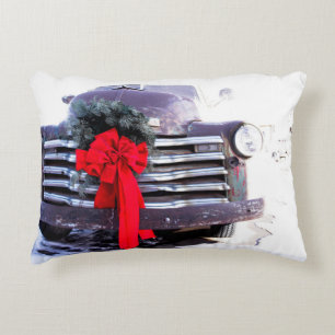 Antiek truck met feestelijke kerstmis accent kussen