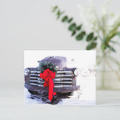 Antiek truck met feestelijke kerstmis briefkaart (Staand voorkant)