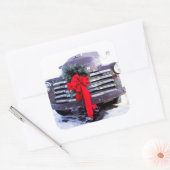 Antiek truck met feestelijke kerstmis vierkante sticker (Envelop)