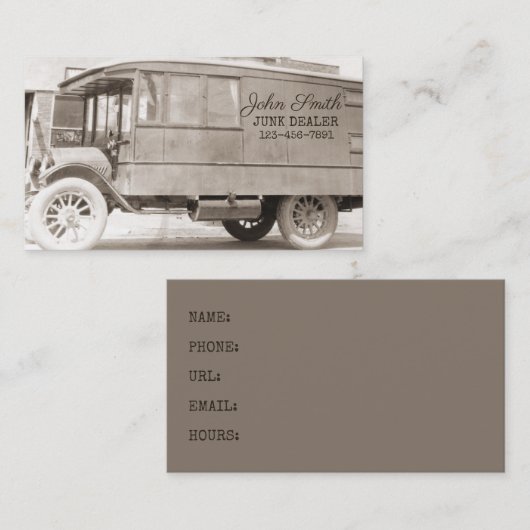 Antiek Truck Sepia Junk Dealer Achtergrond Visitekaartje (Voorkant / Achterkant)