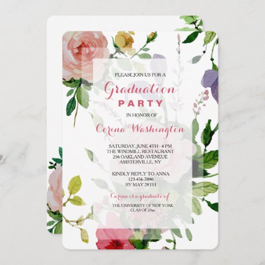 Antiek tuin afstudeerfeest uitnodiging (Voorkant / Achterkant)