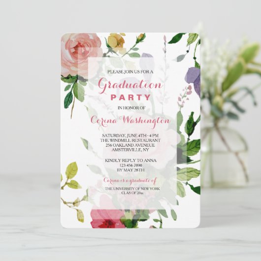 Antiek tuin afstudeerfeest uitnodiging (Staand voorkant)