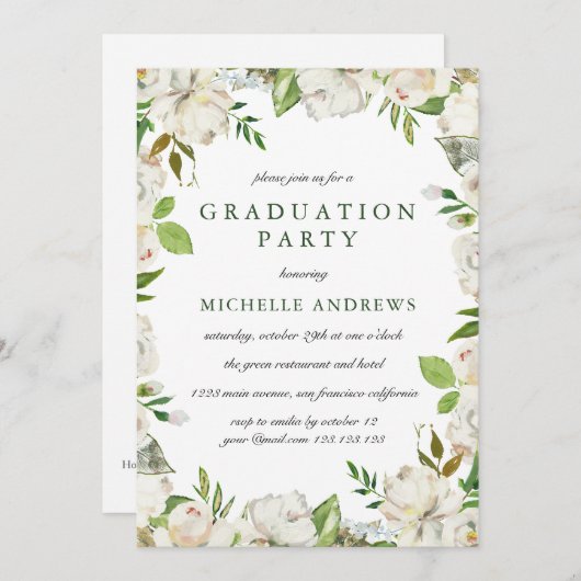 Antiek Tuin Chic Graduation Party Invitation Kaart (Voorkant / Achterkant)