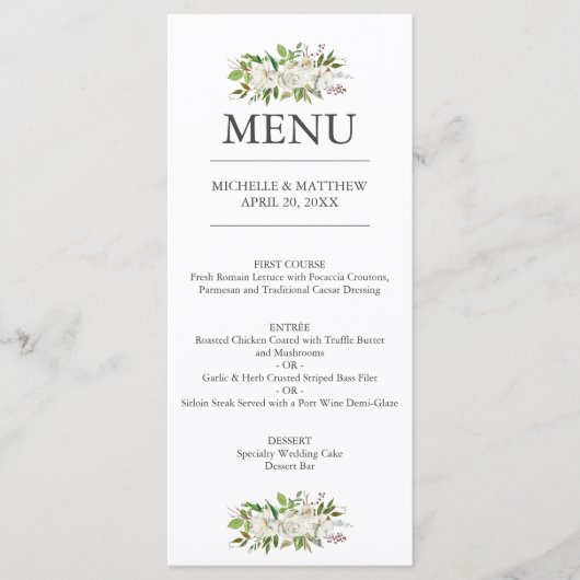 Antiek tuin | Elegante botanische bruiloft Menu (Voorkant)