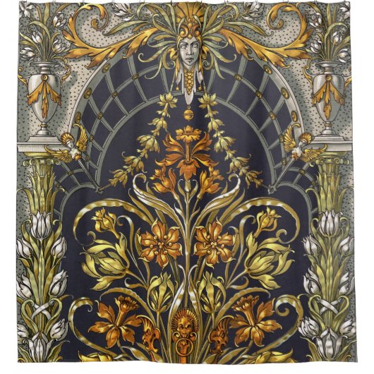 Antiek tuin ingang douchegordijn (Voorkant)