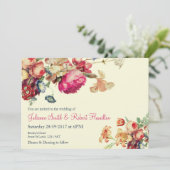 Antiek tuin | Vintage bruiloft uitnodigingen (Staand voorkant)
