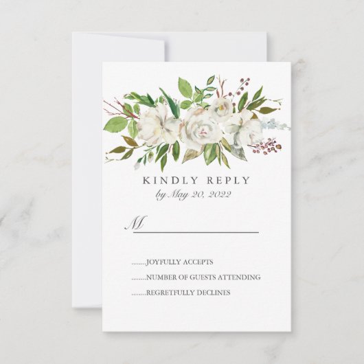 Antiek Tuin wit Bloemen Bruiloft RSVP (Voorkant)
