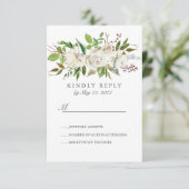 Antiek Tuin wit Bloemen Bruiloft RSVP (Staand voorkant)