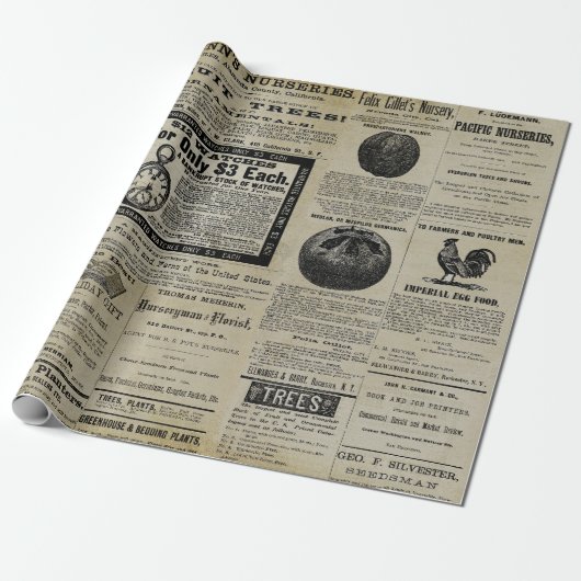 Antiek tuinbouw Ads Ephemera Cadeaupapier (Uitgerold)