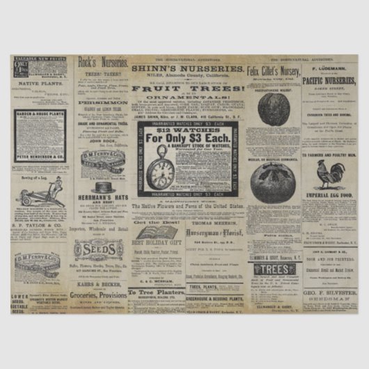 Antiek  tuinbouw Ads Ephemera Tissuepapier (Voorkant)