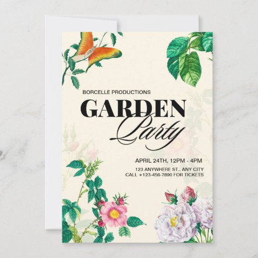 Antiek Tuinfeest Kaart (Voorkant)