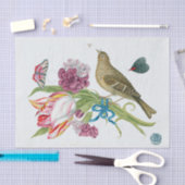 Antiek Tulip Bouquet met vogel Tissuepapier (Craft)