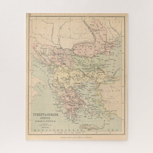 Antiek Turkije en Griekenland Kaart Jigzaag Puzzle Legpuzzel (Verticaal)