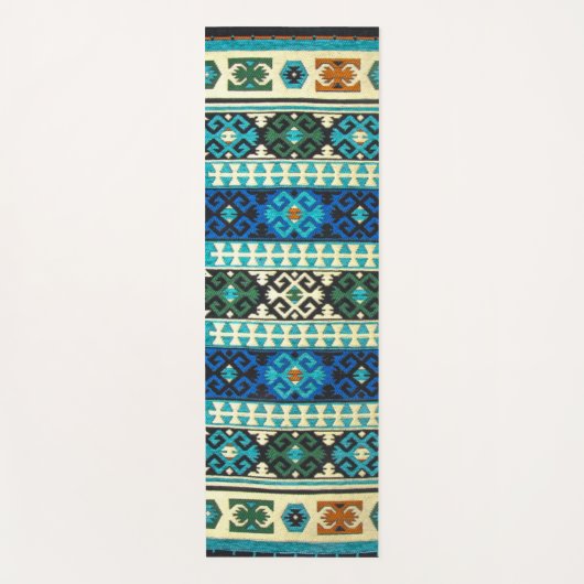 Antiek Turks Kilim Carpet Rug Blue Green Yogamat (Voorkant)
