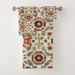 Antiek Turks Oosters Rood Goud Kilim Bloemenkleed Bad Handdoek