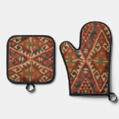 Antiek Turks-Oriental Kilim Rug Ovenwant & Pannenlap Set (Voorkant)