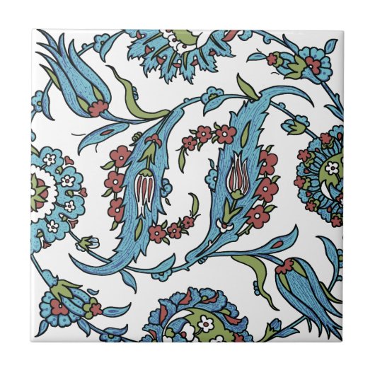 Antiek Turkse Floral Composé Tegeltje (Voorkant)