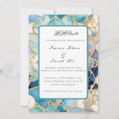 Antiek Turquoise arabesque moslim trouwkaart Save The Date (Voorkant)