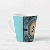 Antiek Turquoise Lace Monogram Latte Mok (Linkerhoek)