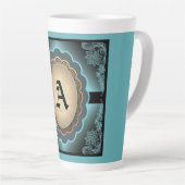 Antiek Turquoise Lace Monogram Latte Mok (Rechterhoek)