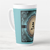 Antiek Turquoise Lace Monogram Latte Mok (Linkerhoek)