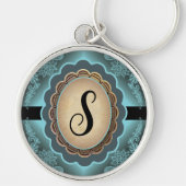 Antiek Turquoise Lace Monogram Sleutelhanger (Voorkant)