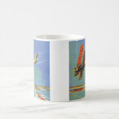 Antiek tweedekker vliegtuig voor reizen en vervoer koffiemok (Center)