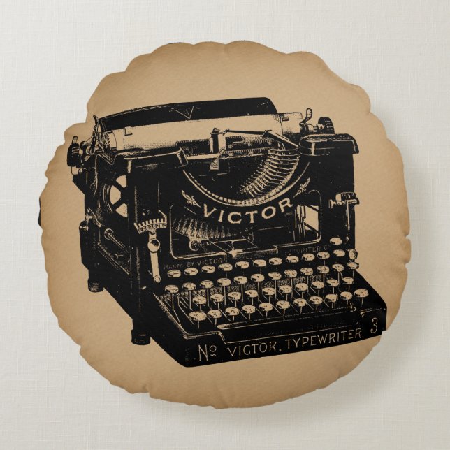 Antiek typemachine - Oude fashioned typemachine Rond Kussen (Voorkant)