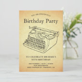 Antiek typemachine verjaardagsfeestje Kaart (Staand voorkant)