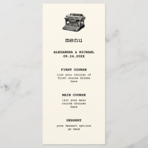 Antiek Typewriter Bruiloft Menu