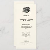 Antiek Typewriter Bruiloft Menu (Voorkant / Achterkant)