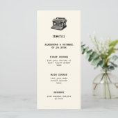 Antiek Typewriter Bruiloft Menu (Staand voorkant)