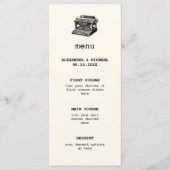 Antiek Typewriter Bruiloft Menu (Voorkant)