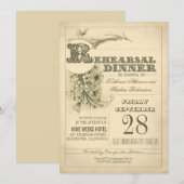 antiek typografie repetitie dineruitnodigingen kaart (Voorkant / Achterkant)