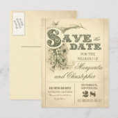 antiek typografie Sla de datum briefkaarten (Voorkant / Achterkant)