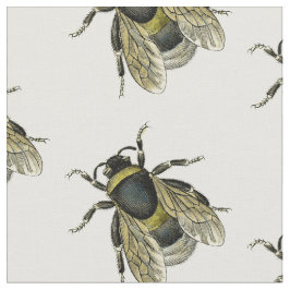 Antiek typografische  honingbijenillustratie stof