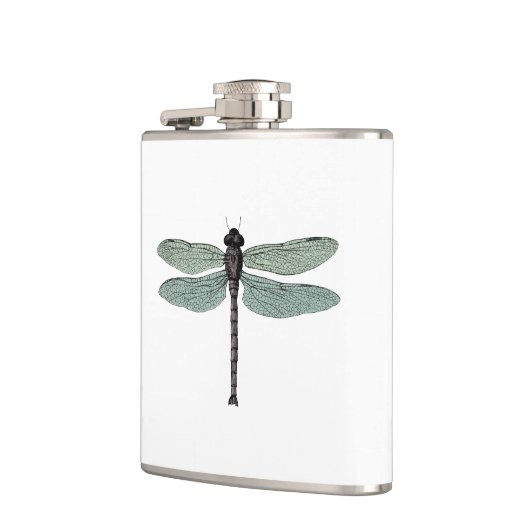 antiek typografische  libellen heupfles (Links)