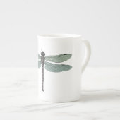 antiek typografische libellen porselein kop (Voorkant rechts)